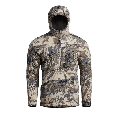 Men's Stretch Camouflage Jacket, Hunting Pullover, Light Nylon Fabric Printed Plush Lining Hoodie