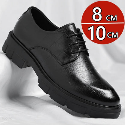 8-10cm Height Increasing Shoes for Men Platform Breathable Lift Casual Inside High Shoes Business Dress Elevator Leather Shoes