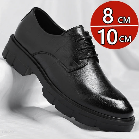 8-10cm Height Increasing Shoes for Men Platform Breathable Lift Casual Inside High Shoes Business Dress Elevator Leather Shoes