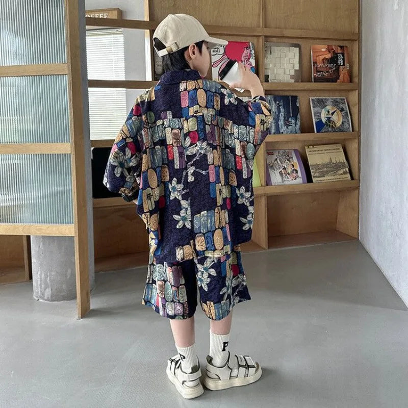 Printed Shirt Clothes for Cotton 2025 Kids T-shirts Children Boys' Set Boy Clothing Top Bottom Clothing Children's Boy's Outdoor