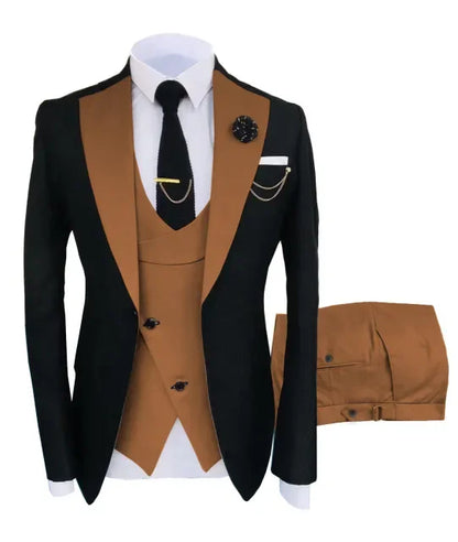 New Costume Slim Fit Men Suit Slim Fit Business Suits Groom Black Tuxedos For Formal Wedding Suit Jacket Pant Vest 3 Pieces