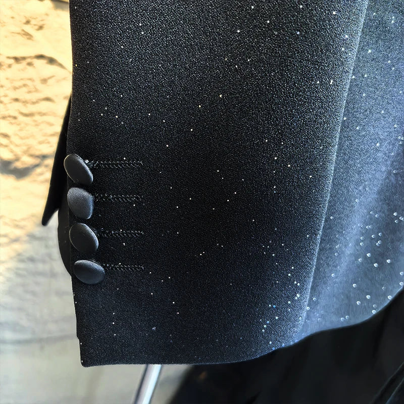 Luxury Man Suits High Quality 3 Pieces Littering Rhinestone Embellishment Wedding Dress Shining Flash Diamond Tuxedo Dinner Suit