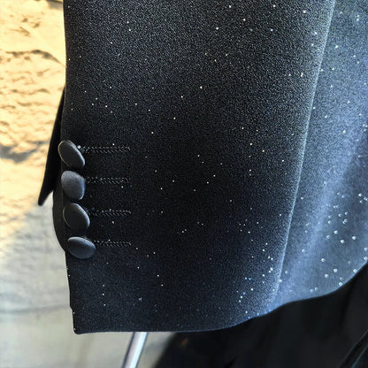 Luxury Man Suits High Quality 3 Pieces Littering Rhinestone Embellishment Wedding Dress Shining Flash Diamond Tuxedo Dinner Suit