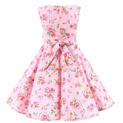 Girl's Retro Dress,Summer Princess Sleeveless Polka Dots Cotton Lightthin Romantic Floral 50s Vintage Dress Party Wedding Daliy