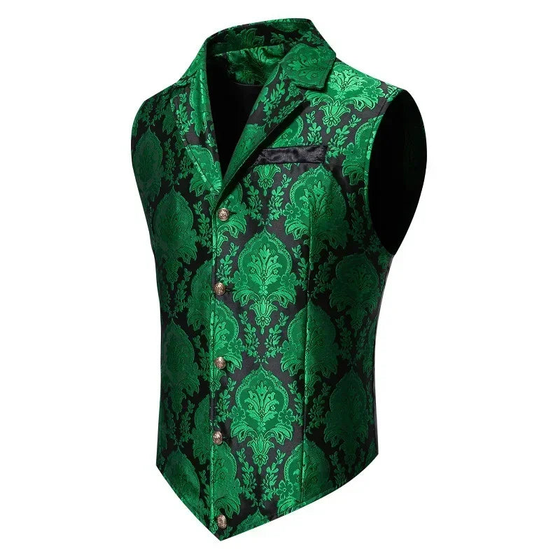 New Men Jacquard Suit Vest Loose Tops Red / Green  / Blue / Pink Fashion Male Wedding Prom Party Luxury Dress Waistcoat