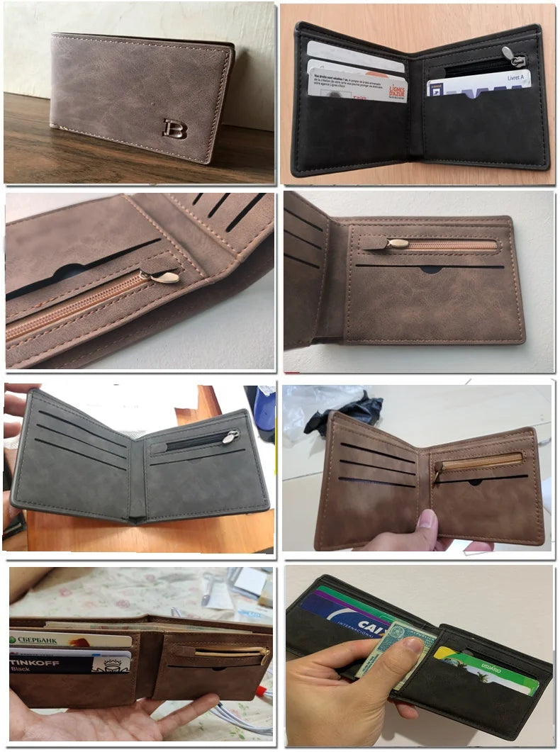 2022 New Fashion PU Leather Men's Wallet With Coin Bag Zipper Small Money Purses Dollar Slim Purse New Design Money Wallet