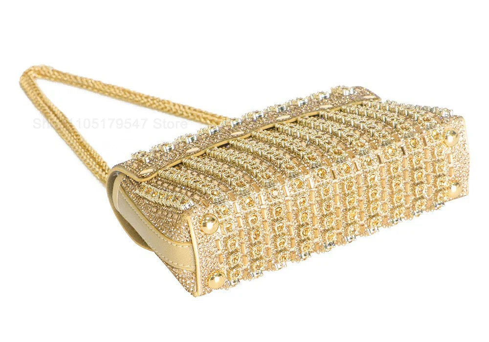Multi-color Square Evening Bag Clutch Luxury Shoulder Bag Hand Armpit Chain Wedding Party Rhinestone Elegant Exquisite Handbag