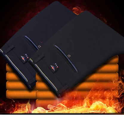 2025 Winter New Thickened Straight Slim Warm Business Casual Office Male Velvet Trousers Classic Men's Fleece Casual Pants
