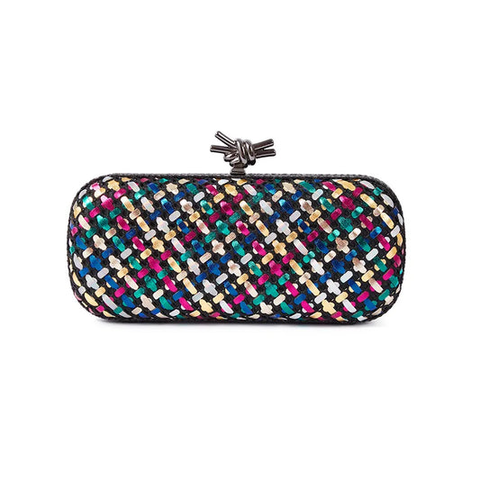Hand Woven Clutch Purse Luxury For Women 2025 New High Grade Party Wedding Prom Mixed Colors Evening Bag Elegant Trend Chain Bag