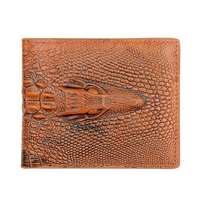 PU Leather Fashion Luxury Cattle Male Quality Design Crocodile Emboss Simple Standard Brand Wallet Handy Purse Men