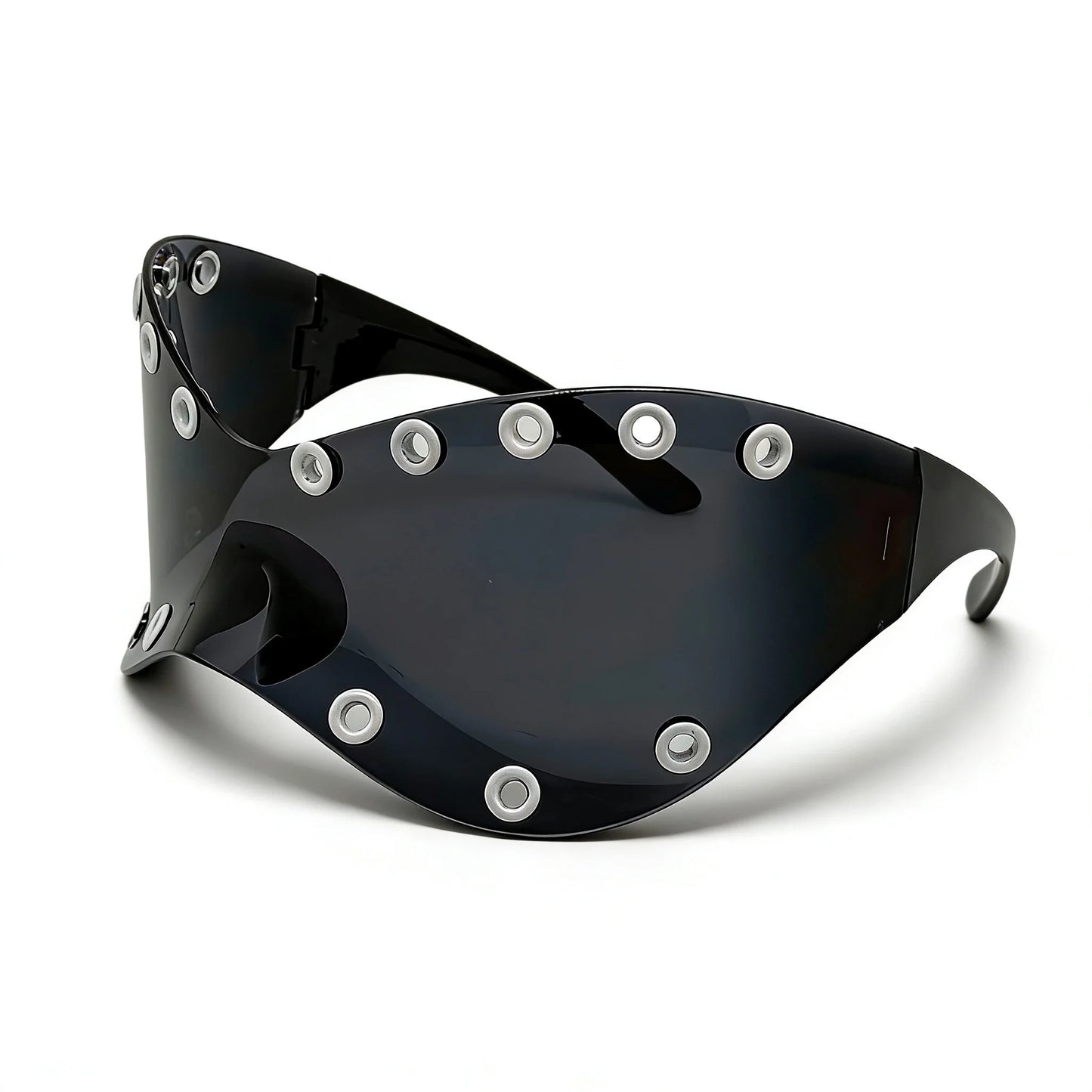 Unisex Y2K Punk Fashion Sunglasses - Futuristic One-Piece Goggles Metal Ring Rave sunglasses womenfor Rave & Cyber Party