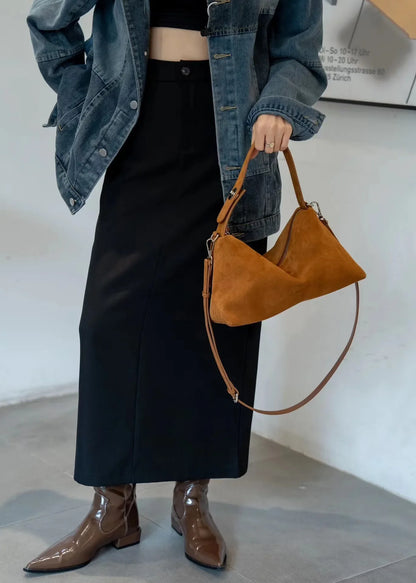 Genuine Grade Autumn Winter Big Boston Luxury Designer Tote Soft Matte Suede Leather Women Handbag Female Shoulder Crossbody Bag