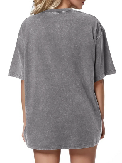 New York Brooklyn Letter Printed Washed T-Shirts Women Cotton Tops Comfortable Distressed O-Neck T Shirts Summer Womans Clothes