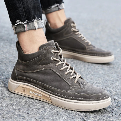 New Arrival Genuine Leather Men Ankle Boots  Design Warm Plush Fur Winter Sneakers Snow Casual Leather Shoes Outdoor Basic Boots