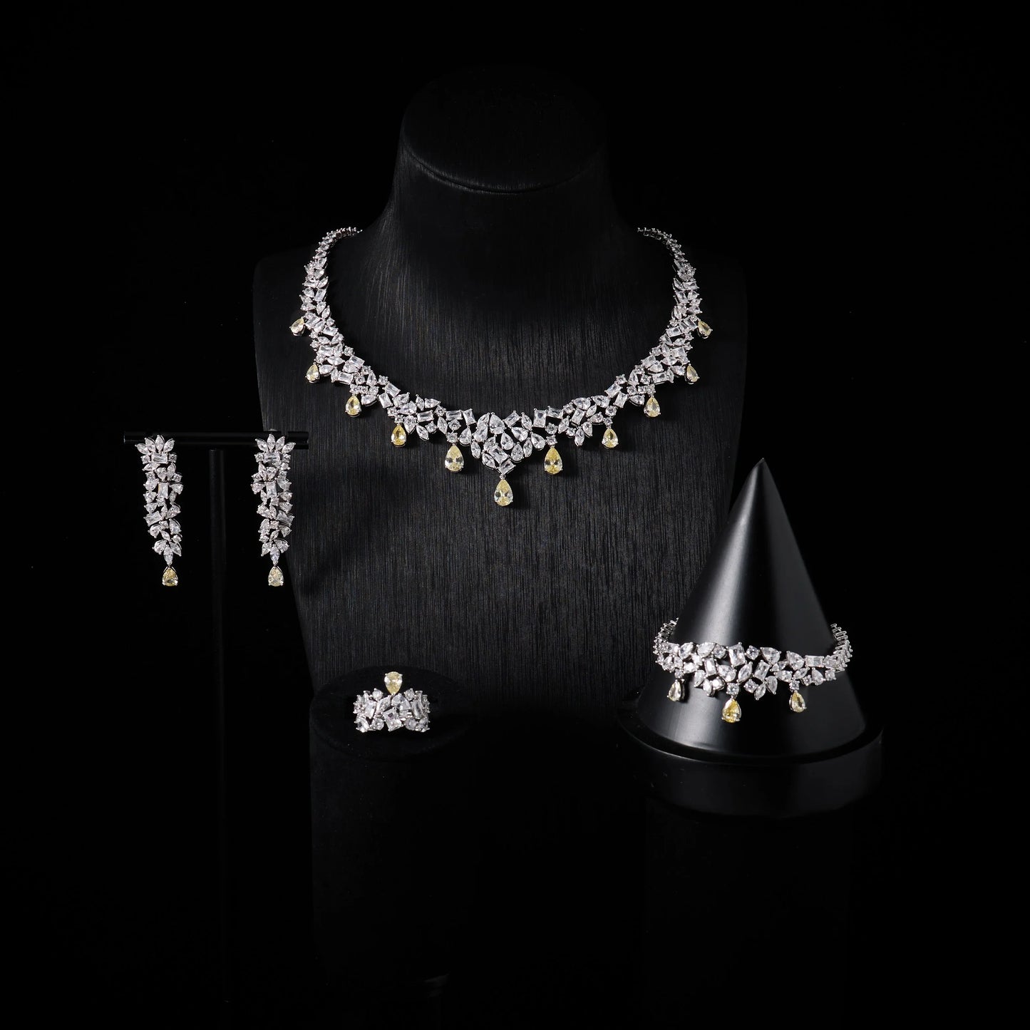 00073 Bridal Cubic Zirconia Necklace Set for Women Dubai Jewelry Sets  Wedding Jewelry Wedding & Engagement Accessories