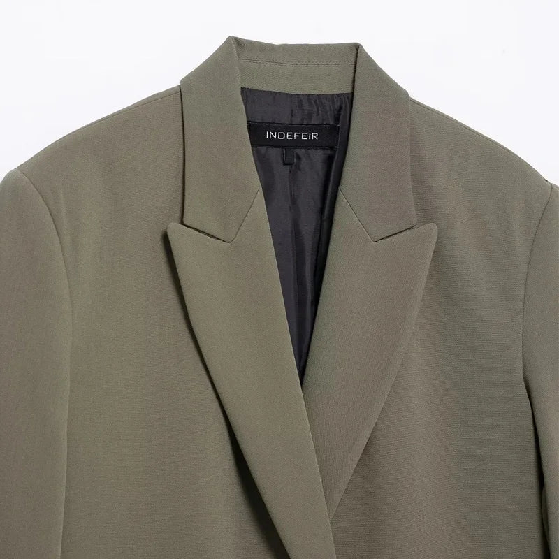Blazers For Woman Office Look Gray Jacket Blazer Women Double-Breasted Loose Black Long Blazer High Quality Women's Blazer