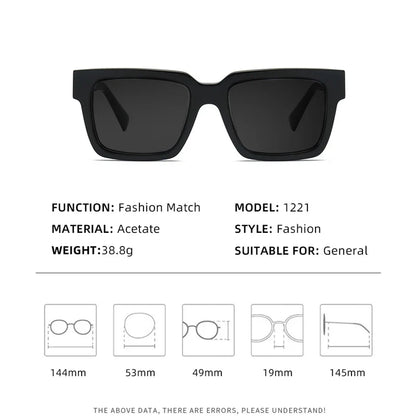 High Quality Thick Framed Acetate Fiber Myopia Sunglasses for Men and Women Luxury Square Design Driving and Fishing Sun Glasses