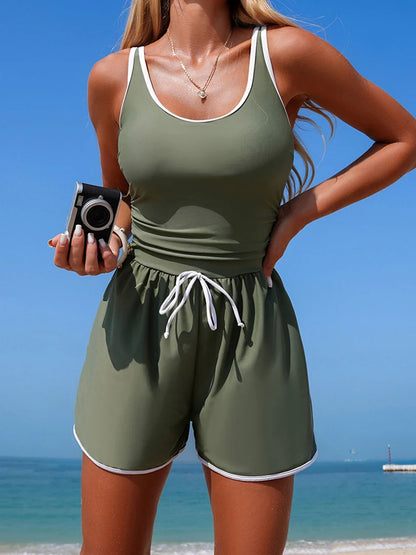 2026 Women's One-Piece Swimsuit European American Style Sport Swimwear Conservative Bodysuit Bathers Swimming Beachwear Plus 2XL
