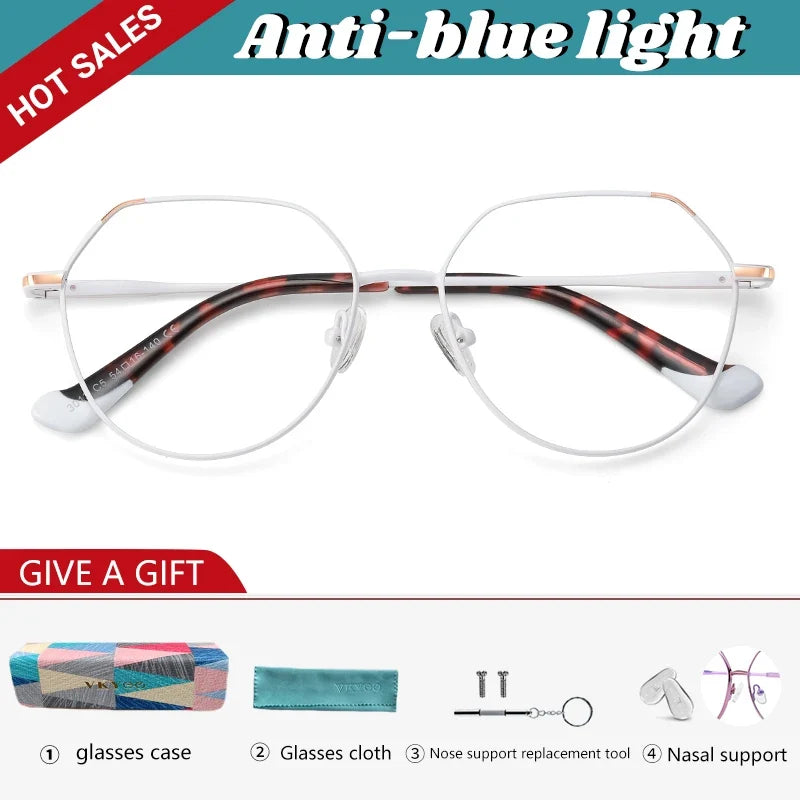 Metal Myopia Prescription Glasses Hyperopia Reading Glasses Women Anti Blue Light Computer  Glasses Optical Glasses Frame