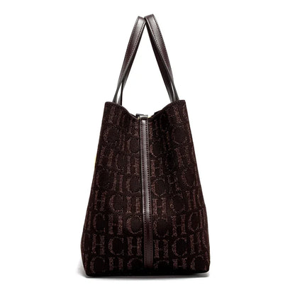 Women's Shoulder Bag Simple Solid Color Gold Letter Printed Design Women's Large Capacity Daily Commuter Bag Women's Handbag