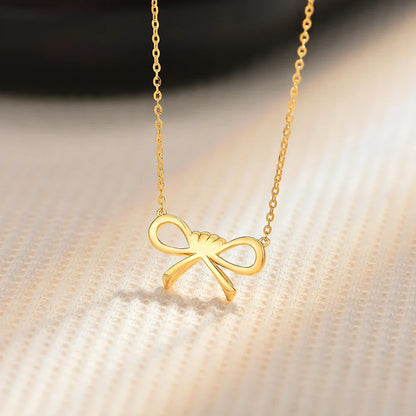 925 Sterling Silver Bowknot Pendant D VVS1 Moissanite Luxury Necklaces for Women Engagement Party Ramadan Gift Jewelry