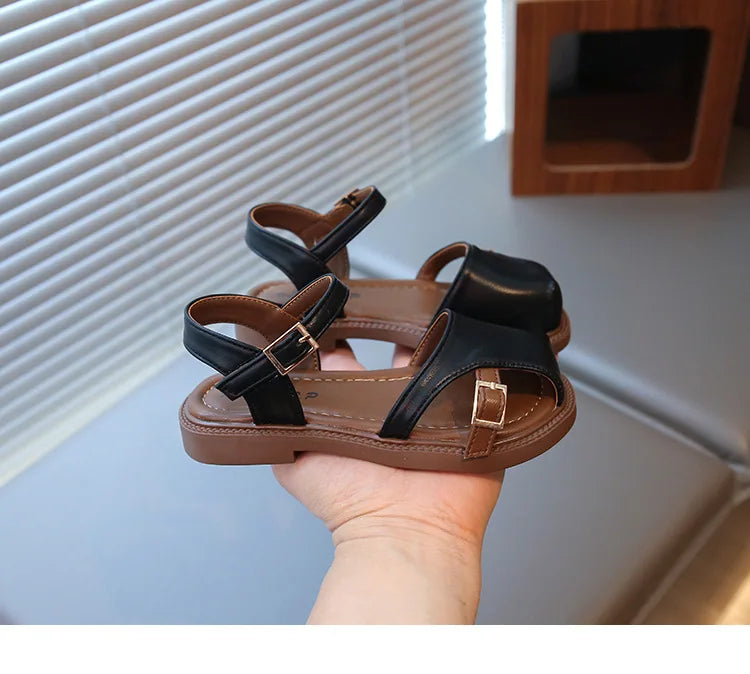 2026 Summer New Children's Princess Foreign Soft Sole Casual Anti-slippery Sole Toddler Toe Capped Beach Flats Elegant Shoes