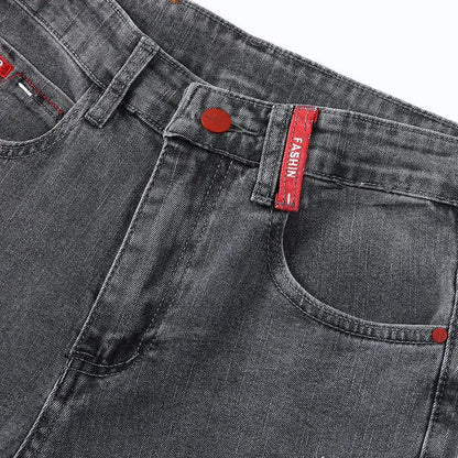 Spring Autumn Men's Stretch Slim Fit Jeans Gray Korean Fashion Skinny Small Straight Denim Pants Casual Trousers Male Clothes