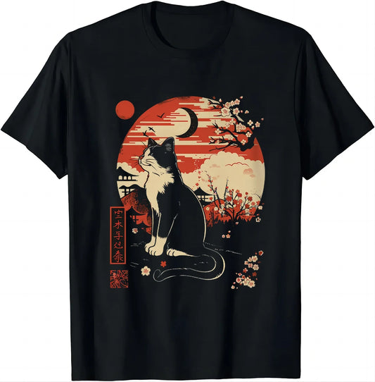 Kawaii Cat Anime Japanese Retro Men Women Kids Funny Cat T-Shirt  Graphic T Shirts  Y2k Top  Shirts for Women  Camisetas