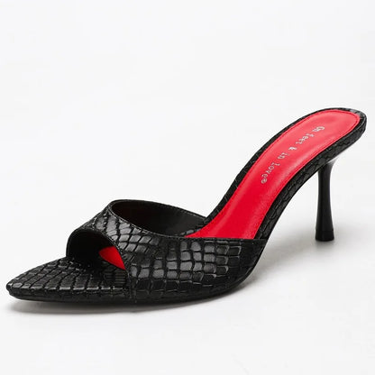 Sexy Brand High Heels Slides Female Slippers New Summer Open Toe Sandals Female Concise Mature Designer Banquet Party Shoe Woman