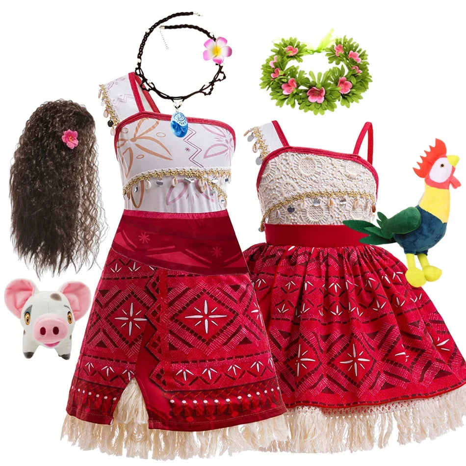 New Movie Moana 2 Girl Dress 2026 Halloween Party Ocean Adventure Costume Princess Clothes Children Vaiana Outfit Dress
