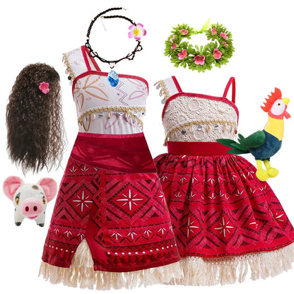 New Movie Moana 2 Girl Dress 2026 Halloween Party Ocean Adventure Costume Princess Clothes Children Vaiana Outfit Dress