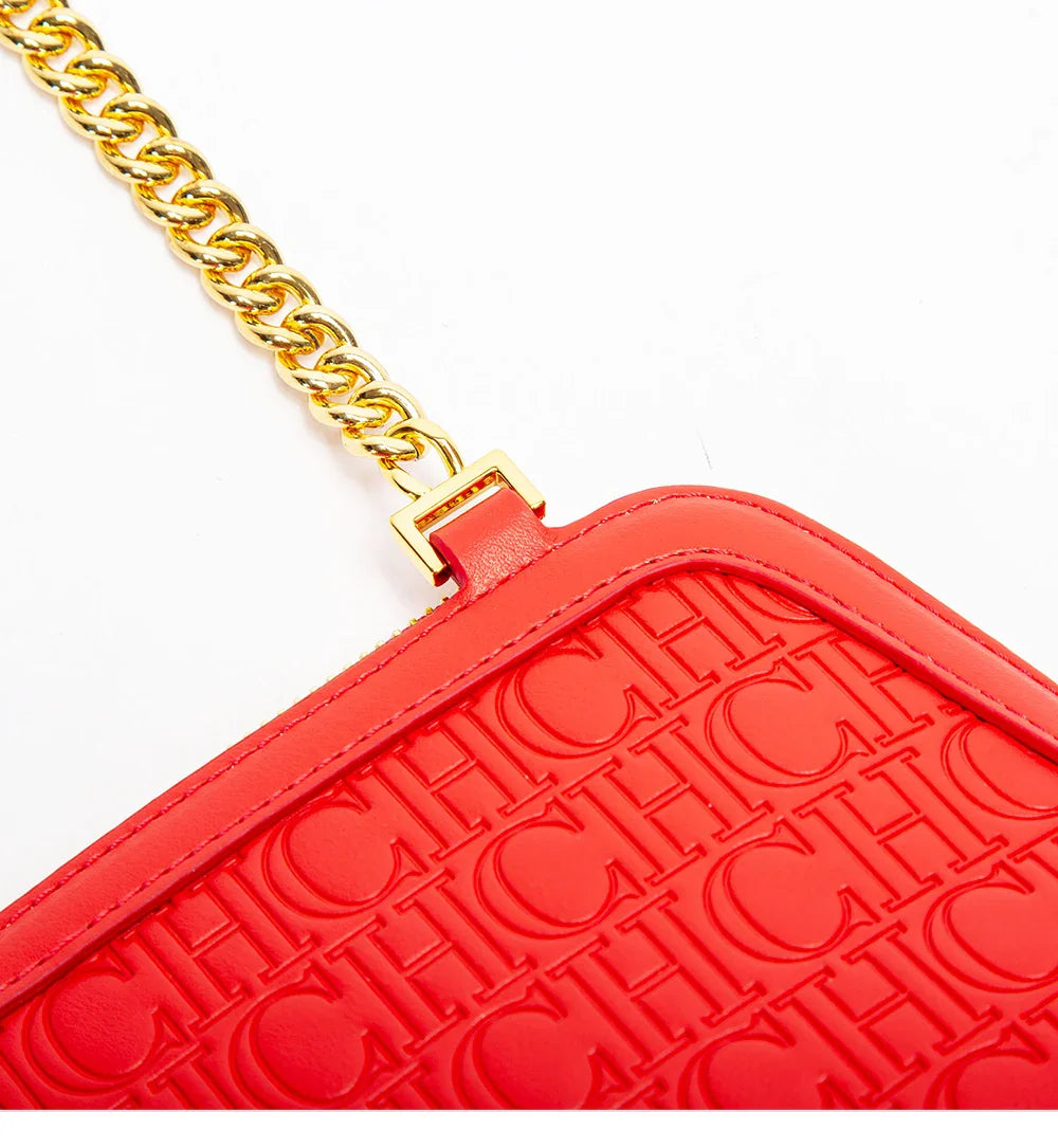 2024 Seasonal New Fashionable and Minimalist Women's Chain Shoulder Bag Solid Color Versatile Letter Print Design Exquisite