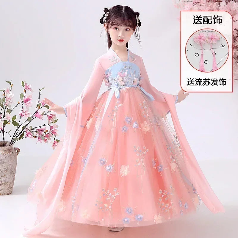 Girl Modern Hanfu Chinese Style Dress Halloween Fairy Kids Clothes Vestidos Traditional Cosplay Children Costume Girls Dresses