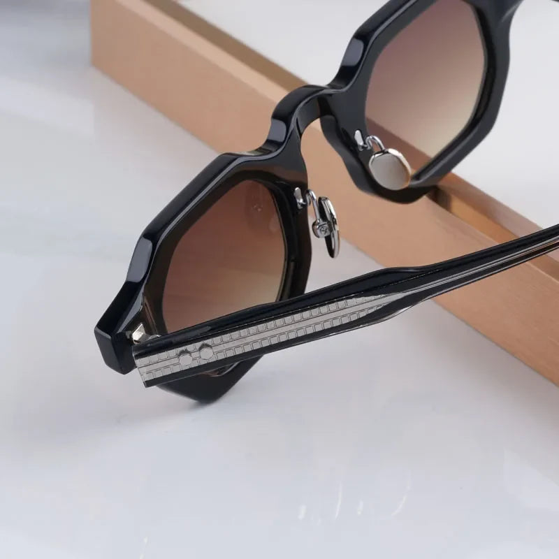 Irregulare Square Sunglasses Thick Acetate Polygon High Quality Handmade Vintage Fashion Brand Design UV400 with Case