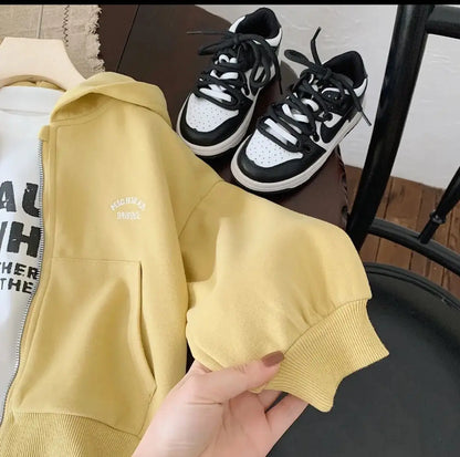 High Quality Children's Composite Cotton Set 2026 Spring Autumn New Korean Girl Boys Letter Baby Casual Hooded Sports 2pcs Set