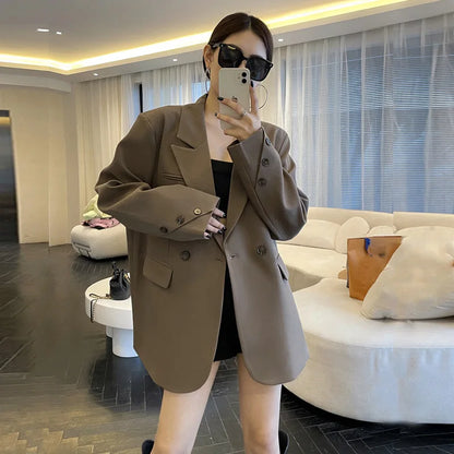 Coat Women Blazer Coats Turn Down Collar Blazers Jackets Y2k Streetwear Work Suits Elegant Splice Casual Jacket 2026 Spring