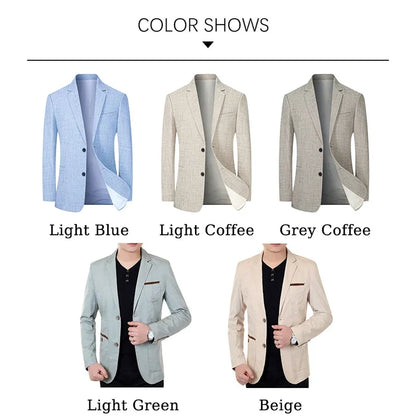 Brand Middle Aged Men Blazers Jacket 2026 Spring Autumn Two Buttons Business Casual Blazer Male Minimalist Mans Clothing