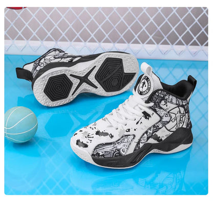 Kids Basketball Shoes Non-slip Breathable PU Leather Basketball Training Sneakers Boys Girls Sports Shoes Children Running Shoes
