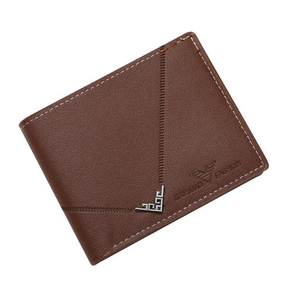 Lychee Texture Leather Card Clip Short Men'S Coin Purse Wallet Business-Style Cash Money Purse Multi Patchwork Card Slot Holder