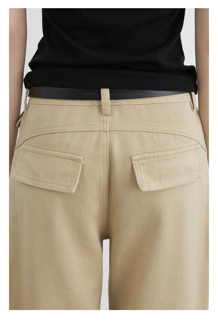Women Jeans Solid Loose Casual New Split Wide Leg Denim Pant Workwear Female Trousers Spring Autumn 2025
