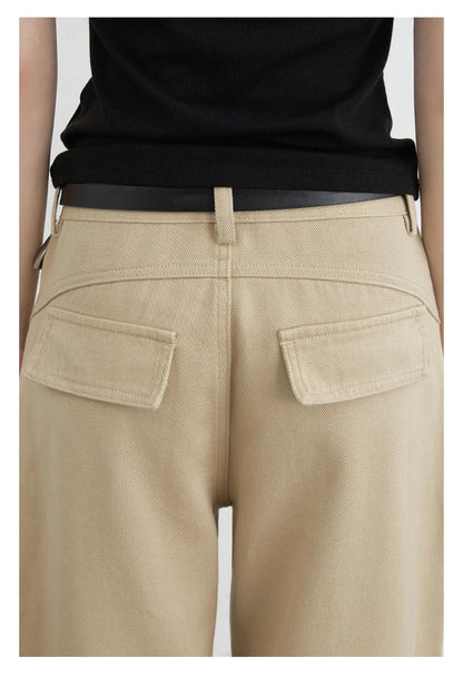 Women Jeans Solid Loose Casual New Split Wide Leg Denim Pant Workwear Female Trousers Spring Autumn 2025