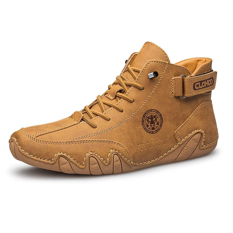 Hand-Sewn Octopus Design Men's Short Boots High-Top Leather Riding Boots Stylish Men's Footwear
