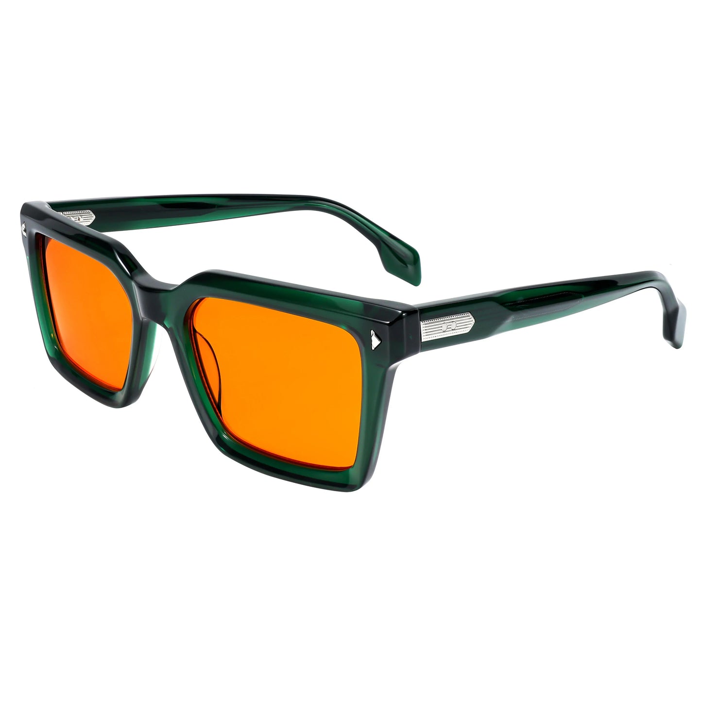 Designer Retro Rivet Tortoise Acetate Rectangle Sunglasses UV400 Non-Polarized Unisex Eyewear