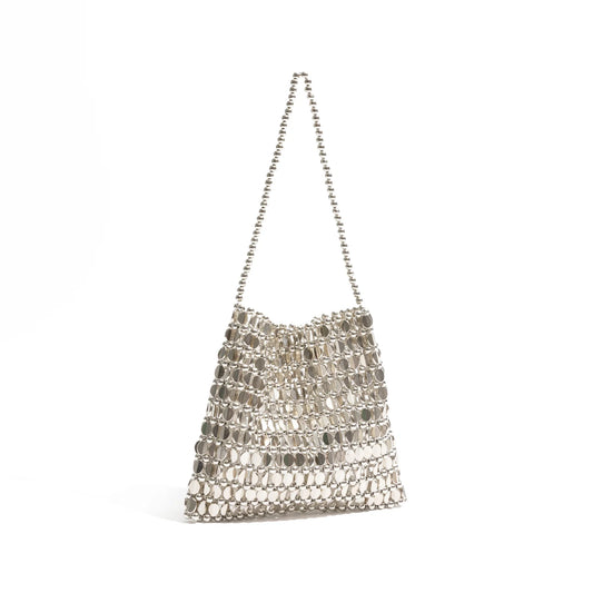 Handmade Bead Bag Bead Glitter Woven Phone Bag Luxury Bags for Women Shiny Sequins Shoulder Crossbody Bag Evening Hobos