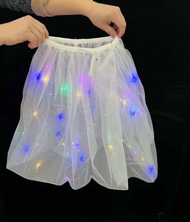 Girl Elsa Anna Princess Dress with LED Light Up Costume for Kids Cosplay Party Clothes Rapunzel Aurora Outfit Carnival Prom Gown