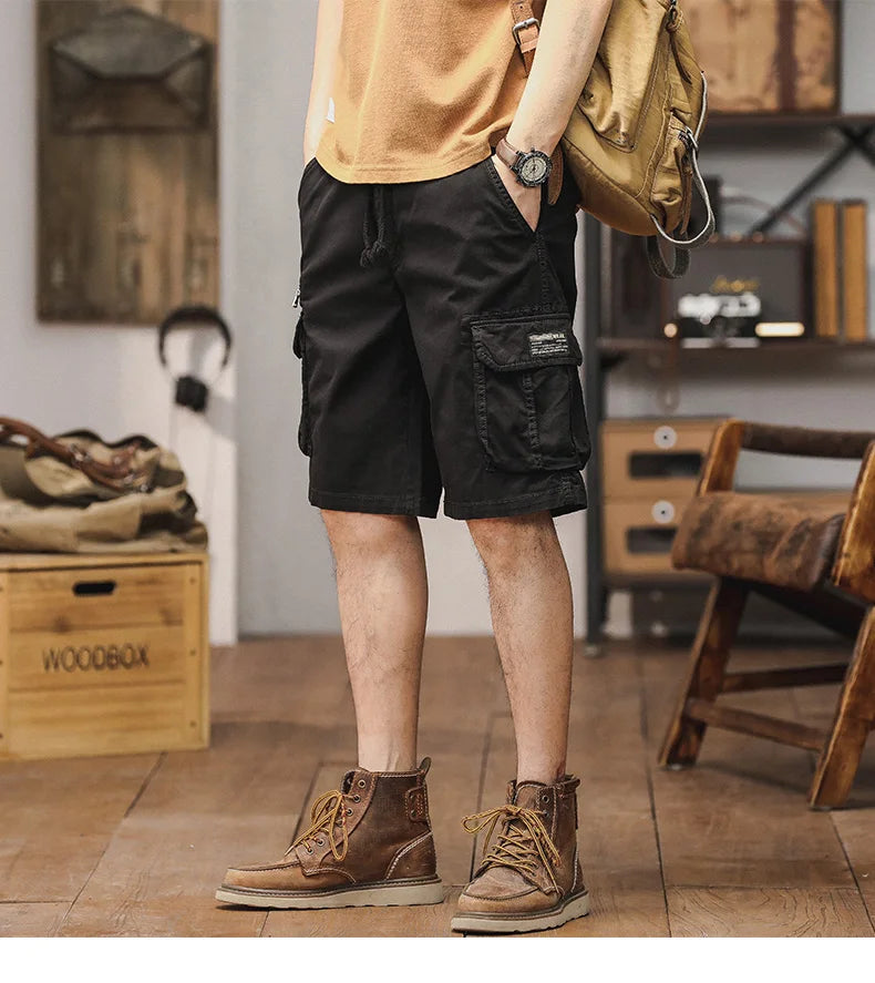 Men Summer New Multi Pocket Cargo Shorts Men Cotton Loose Breathable Fashion Trend Casual Versatile Five Points Pants Men Shorts