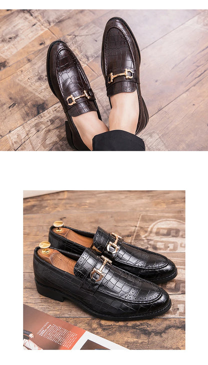 High Quality Casual Business Leather Shoes For Men Classic Social Leather Shoes Men Party Formal Loafers Men Dress Shoes Retro