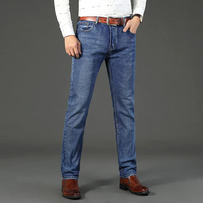 Classic Business casual Jeans men 2026 New Fashion Blue Slim Stretch Denim Trousers Male high pants men Clothing