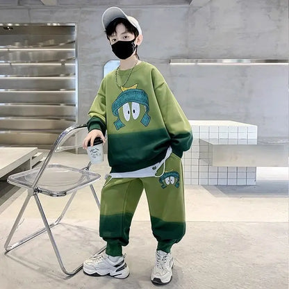 Sportswear Set Cartoon Print Sweatshirt Clothes for Boys Children's Clothing Boy Top Bottom Men's Sets Child Winter Kids Autumn