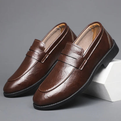 Mens Casual Leather Shoes Comfortable Slip on Loafers Leather Dress Shoe Classic Business Footwear zapatos para hombre chaussure